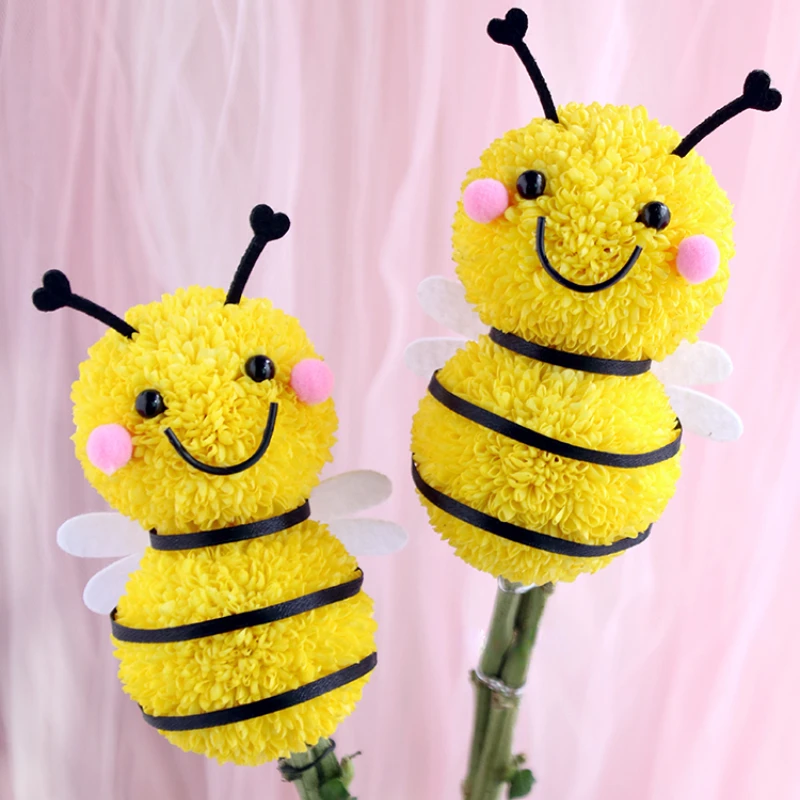 10 Cute Little Bičių Nustatyti Chrizantema Gėlių Puokštė 