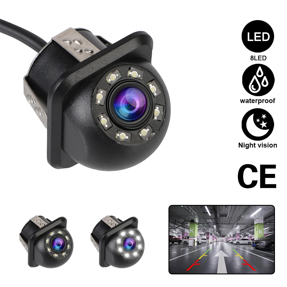 8 LED Automobilių Infraraudonųjų spindulių Naktinio Matymo Plataus Kampo Atsarginę Kamerą Stovėjimo Stebėsenos Auto Parkavimo Pagalbos 170°, Automobilio Galinio vaizdo Kamera