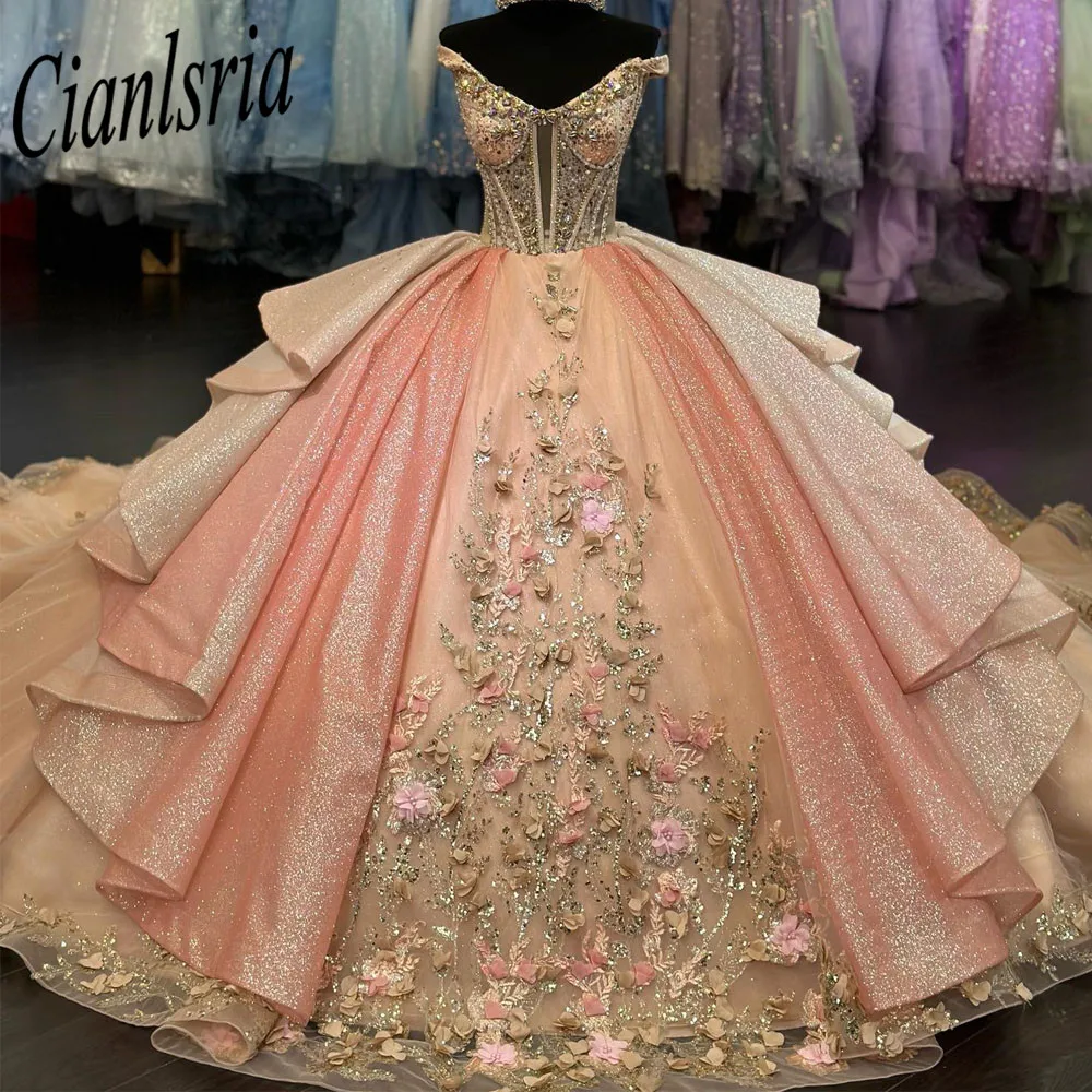 Princesė Quinceanrea Suknelės 2024 Aplikacijos Brangioji XV Kamuolys Suknelė Saldus 16 Tiulio Vestido De 15 Quinceañeras