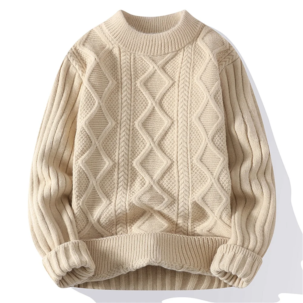 Vyrai, O Balta-Apykaklės Megztiniai Drabužių Žiemos Vintage Megztinis Vyrams Dangomis, Kietas Dryžuotas Megztinis Mens Golfo Rudenį VIRŠŲ