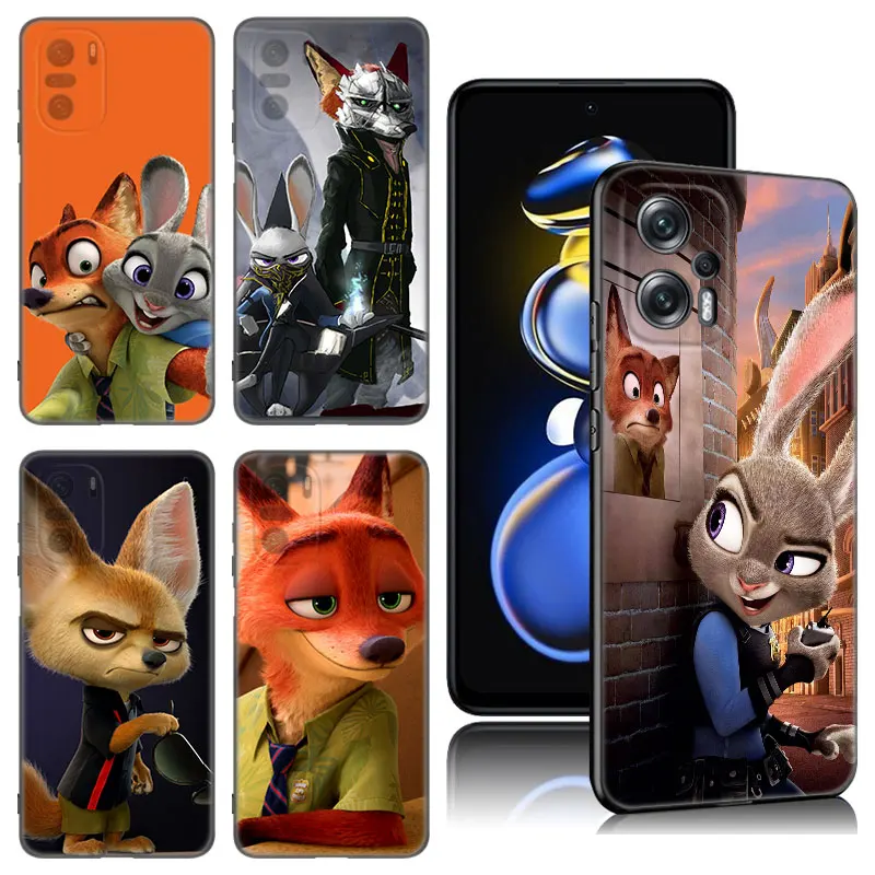 Zootopia Filmą Telefoną Atveju Xiaomi POCO X3 X4 NFC F5 M2 M3 M4 M6 X5 Pro F3 F4 GT 5G C31 C 55 M5S Juodas Silikoninis Dangtelis
