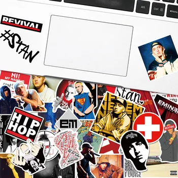 10/50Pcs Karšto Eminem Hip-Hop Reperis Lipdukai Automobilio, Motociklo, Kelionės Bagažo Telefono Gitara Nešiojamas Grafiti Lipdukas Kietas Dainininkas Decal