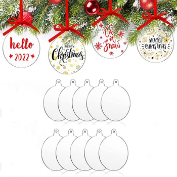10 Akrilo Kalėdų Ornamentu Neužpildyta Skaidri Akrilo Diskas 