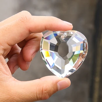 1PC 45MM Aišku, Širdį ir į Stiklo Meno, Crystal Prism Briaunotas Užuolaidų priedai veltiniams, 