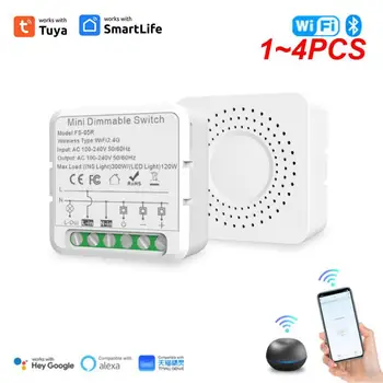 1~4PCS Tuya WiFi Smart Switch 2-way Jungiklis Mini Smart Pertraukiklis Smart Gyvenimo Kontrolės Dirbti Su Alexa Namų Alice