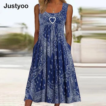 2023 Derliaus Spausdinimo Maxi Suknelės Moterims Vasaros Rankovių Laisvi Šalies Ilga Suknelė Moterims, Elegantiškas Kišenėje Paplūdimio Atostogų Suknelė
