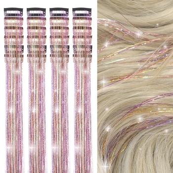 6VNT Įrašą Plaukų Blizgučiais Šilumos Resistan Pasakų Plaukų Blizgučiais Rinkinys Įrašą Blizgučiais, Plaukų priauginimas, Įrašą Blizgios Spalvingas Plaukų
