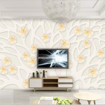 beibehang 3D laimės gėlė atidaryti trimatis reljefinis fonas sienos užsakymą didelės freskos žalia tapetai papel de parede