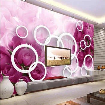 beibehang sob encomenda de parede papel de parede freskos de adesivos fantasia de em 3D roxo rosas de pano fundo pintura decorati
