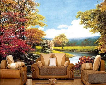 beibehang tapetų sienos, 3 d Prioriteto kraštovaizdžio dažymas dekoratyvinis dažymas tapetų Klevas gyvenamasis kambarys su sofa-lova, TV foną