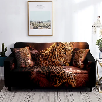 Cheetah Ruožas Sofa Cover 3D Laukinių Gyvūnų Spausdinti Sofos Apima Užvalkalai, Ne Slydimui, Skalbti Baldai Apsaugas Nuo Dulkių, Dėmių