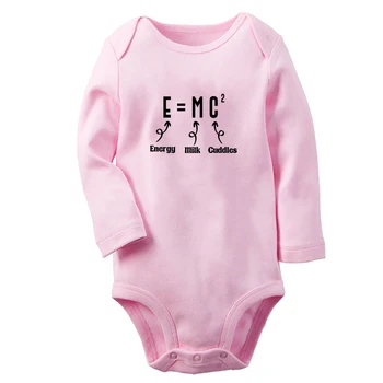 E=MC2 Energetikos Pieno Cuddles Įdomus Grafinis Kūdikių Bodysuit Mielas Berniukų, Mergaičių Rompers Kūdikiams ilgomis Rankovėmis Jumpsuit Naujagimių Minkšti Drabužiai