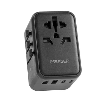 Essager 65W Gan USB C Tipo Stalinis Įkroviklis Tinka Visiems Plug Greitai Chagers Multi-Port Įkroviklio Pasaulio Kelionių Chagers