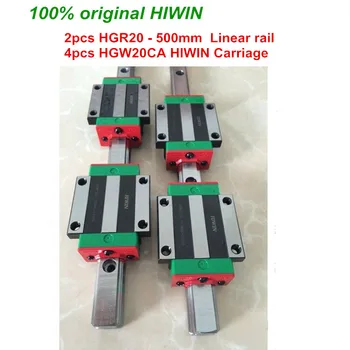 HGR20 HIWIN linijinės geležinkelių: 2vnt 100% originalus HIWIN geležinkelių HGR20 - 500mm geležinkelių + 4pcs HGW20CA blokai cnc router