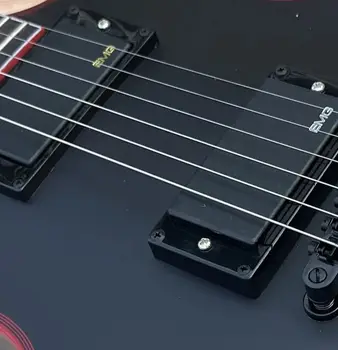 Individualų elektrinė gitara, Raudonos spalvos logotipas ir kūno įvyniojimai, matinis, juodas EMG kasetė, žaibo paketas