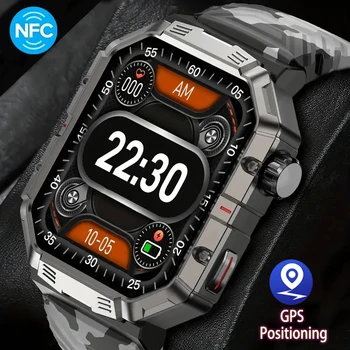 Karinių GPS Smart Watch Vyrų IP68 Vandeniui Sveikatos Stebėsenos NFC Didelis ekranas,, BT Skambučio Patvarus Lauko Sporto Smart Žiūrėti