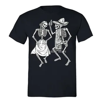 Mens 2 Šokiai Skeletas Cukraus Kaukolės Dieną Miręs Dia De Los Muertos Meksikos T-Shirt Spalvinga Marškinėliai