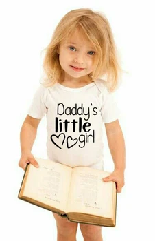 Naujagimiui Drabužius DADDY ' S LITTLE GIRL Laiškas Spausdinti Baby Girl Bodysuit Bamblys InfantJumpsuit vaikiški Drabužiai