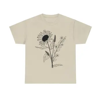Paspaudus Gėlės Marškinėlius, Boho Polne Marškinėliai, Negabaritinių Derliaus Botanikos Tee