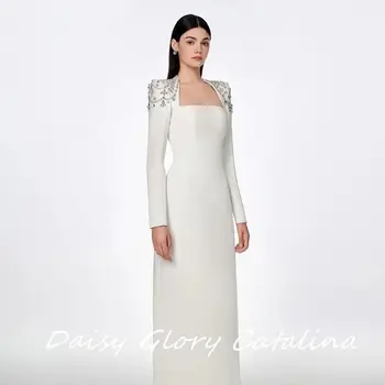 Prabangus Baltos Spalvos Suknelė Blizgančiais Vakarinę Suknelę Tiesiai Seksualus Undinė Promenadzie Suknelė 2024 Dėl Peties Saudo Arabija Vestuves Suknelė Nauja