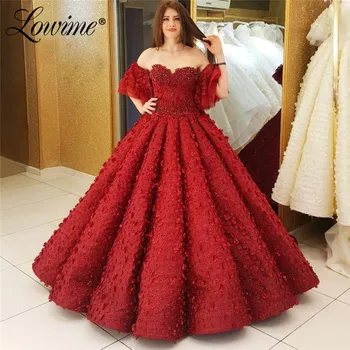 Raudona Puffy Prom Dresses Abendkleider Kamuolys Suknelė Rožinės Spalvos Vakarinę Suknelę 2019 Couture Turkijos Dubajus Libano Šalies Chalatai Chalatas De Soiree