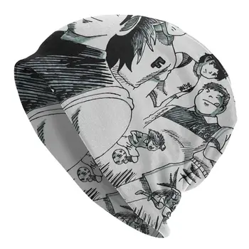 Retro Captain Tsubasa Variklio Dangčio Kepuraitė Mezgimo Skrybėlės Vyrai Moterys Kietas Unisex Anime, Manga Futbolo Žiemą Šiltas Skullies Beanies Bžūp