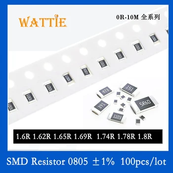 SMD Rezistorius 0805 1% 1.6 R 1.62 R Yra 1,65 R 1.69 R 1.74 R 1.78 R 1.8 R 100VNT/daug chip resistors 1/8W 2.0 mm*1.2 mm