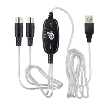USB MIDI 5Pin Kabelis Konverteris 2 1 PC Garso Išvesties Redagavimo Fortepijonui Elektroninių Elektroninės Muzikos Instrumentai