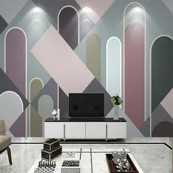 Užsakymą Bet kokio Dydžio Freska Tapetai Modernios Šviesos Prabanga 3D Abstrakčios Geometrinės Linijos Kambarį Sofa-lova, TV Foną, Sienų Dekoras Freska