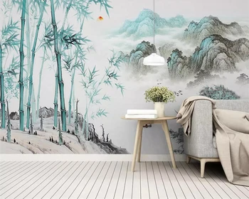 Užsakymą tapetai anotacija rašalo kraštovaizdžio bambuko freskos nuotrauka kambarį, miegamąjį, TV foną, sienos, namo apdailos 3d tapetai
