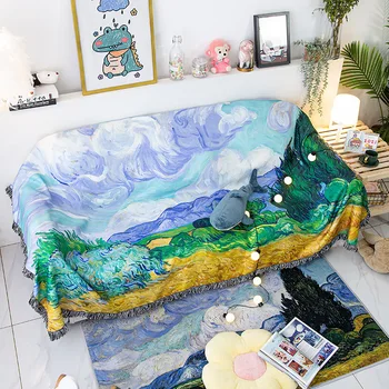 Šiaurės šalių meno aliejaus tapybai sofos antklodė, viena Dviguba apsaugos nuo dulkių dangtelį Sofa rankšluostį Anime spausdinimo namų dekoro Lovatiesė iškylą antklodė kilimas