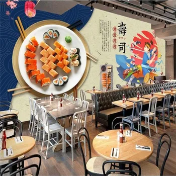 Šiuolaikinių Animacinių filmų Japonų Samurajus Virtuvė Fono Sienos Popieriaus 3D Suši Restoranas Pramonės Dekoro Foną Tapetai, Freskos 3D