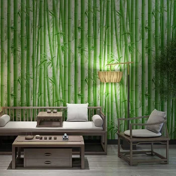 Žalia Bambuko Miškų Tapetai Tyrimas Kambarį Gamtos Kraštovaizdžio Sienos Popieriaus Džiunglių Viešbutį Resturant Miegamasis Freskos Medžiai
